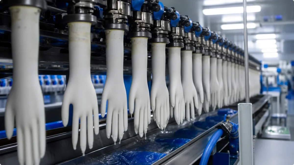 自動生産ライン製造使い捨て手袋クリーン工場で品質検査