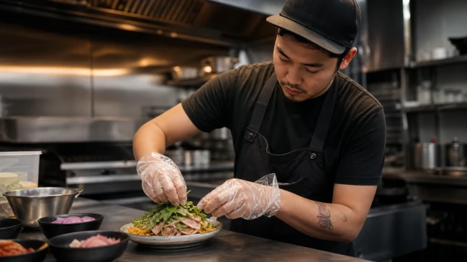 PE gloves supplied for a Canadian multi-location food service project