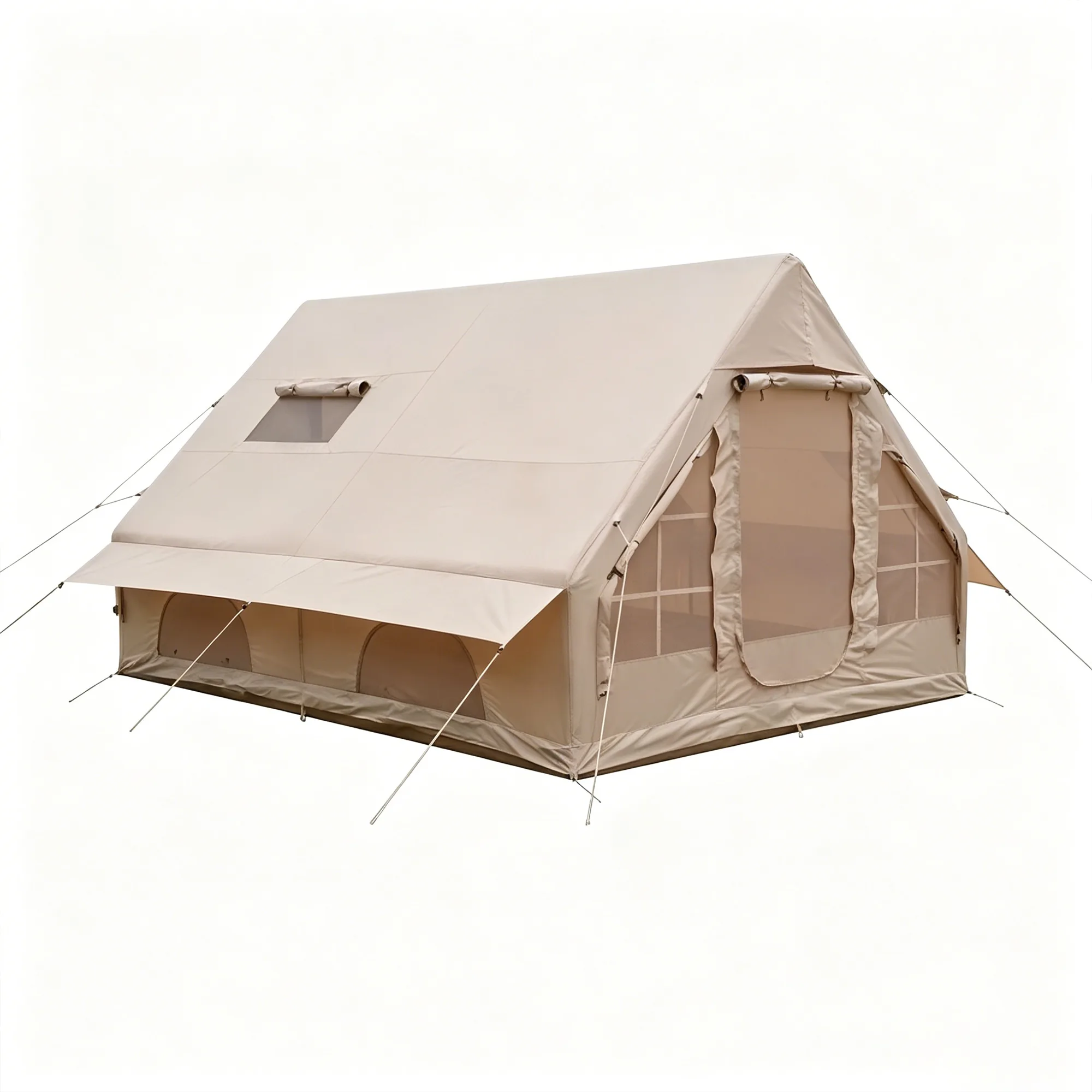 12 m² Khaki Tent with Double Small Windows