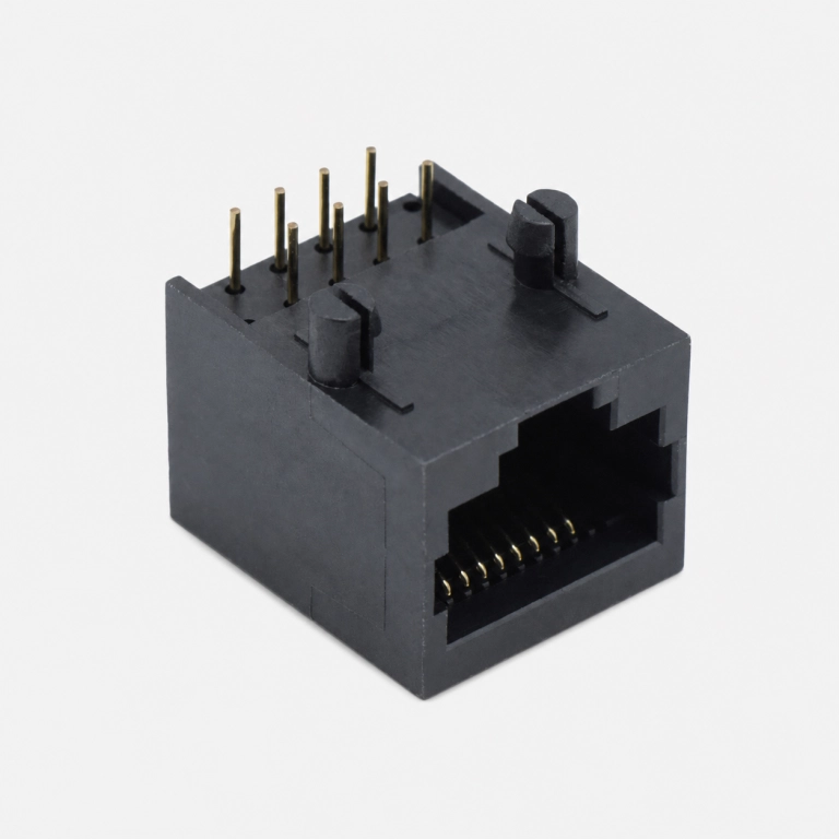 Reverse-Orientation RJ45 8P8C Female Right-Angle DIP Jack ｜ WLR4F9-0811A1013