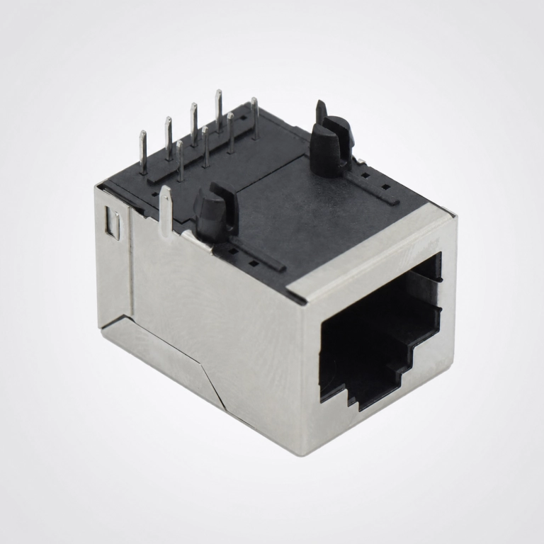 100 Mbps Right-Angle RJ45 8P8C Connector with Integrated Magnetics ｜ WLR4F9-0811A2009