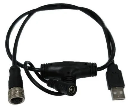 Industrial Camera M-Type to USB-to-DC Plug Cable Assembly