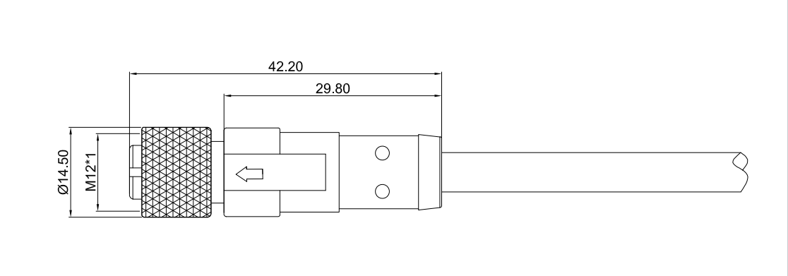 M12直式孔型成型航插线束-尺寸图