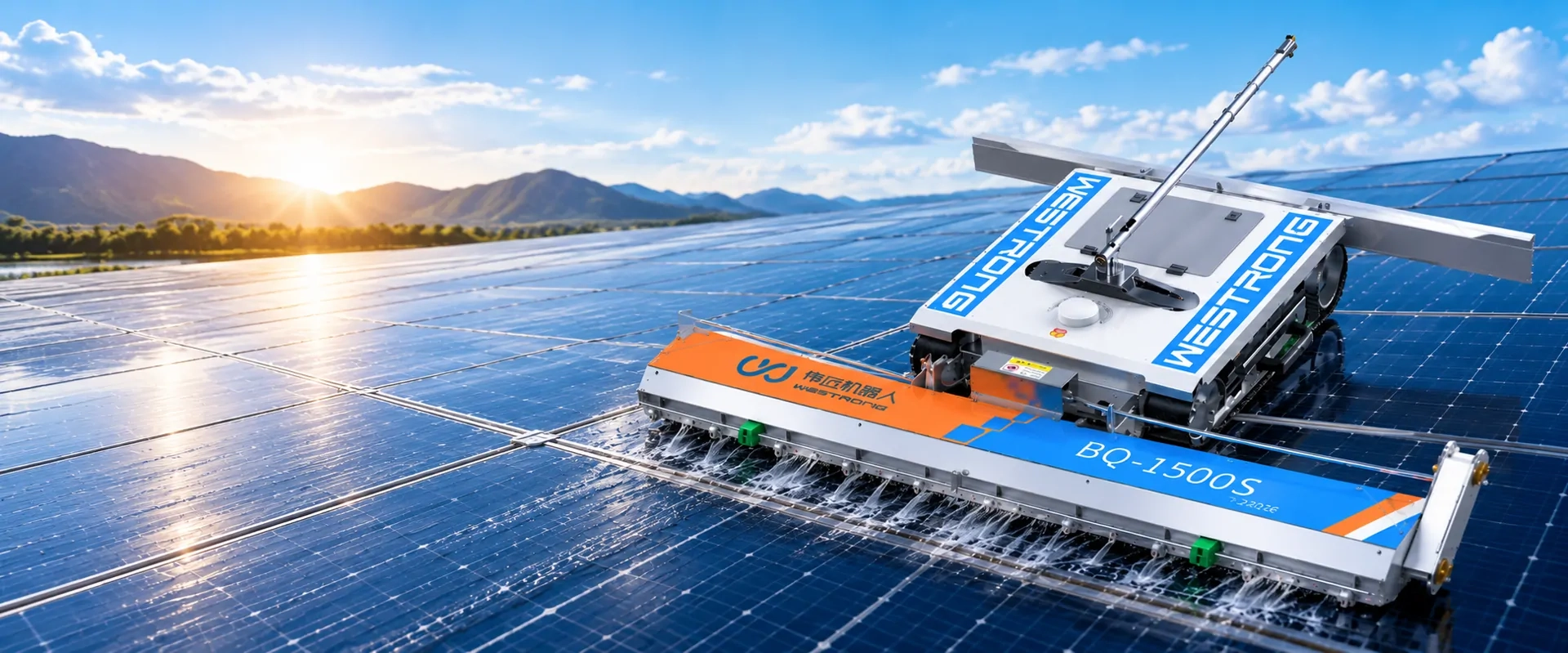 distributed solar panel cleaning robot, photovoltaic panel cleaning robot, PV cleaning robot, BQ1500S。