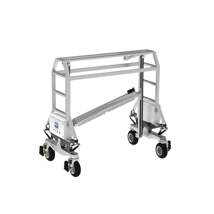 LM Series Gantry PV Cleaner with RTK & LiDAR, for efficient cleaning of large solar farms.