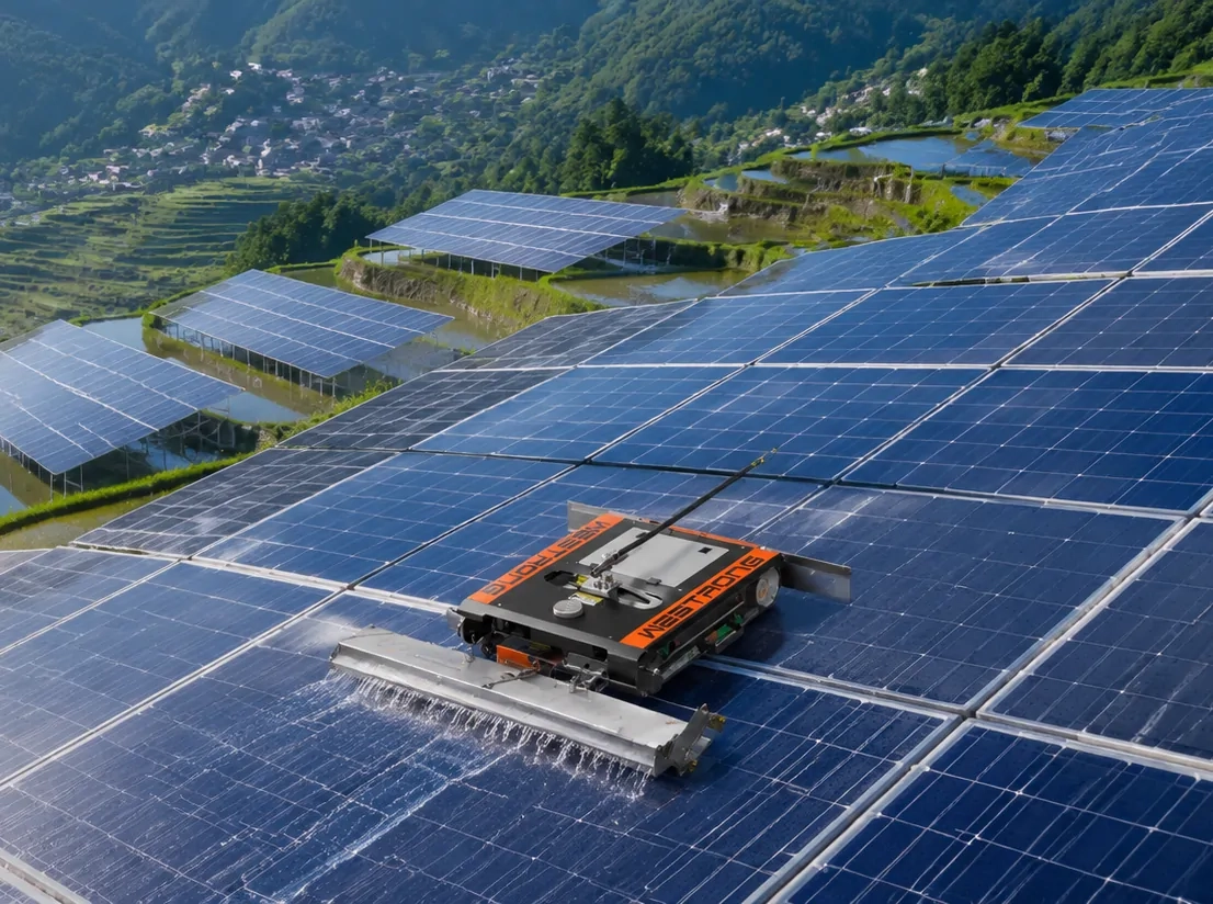 PV cleaning equipment at an agrivoltaic installation with agricultural access
