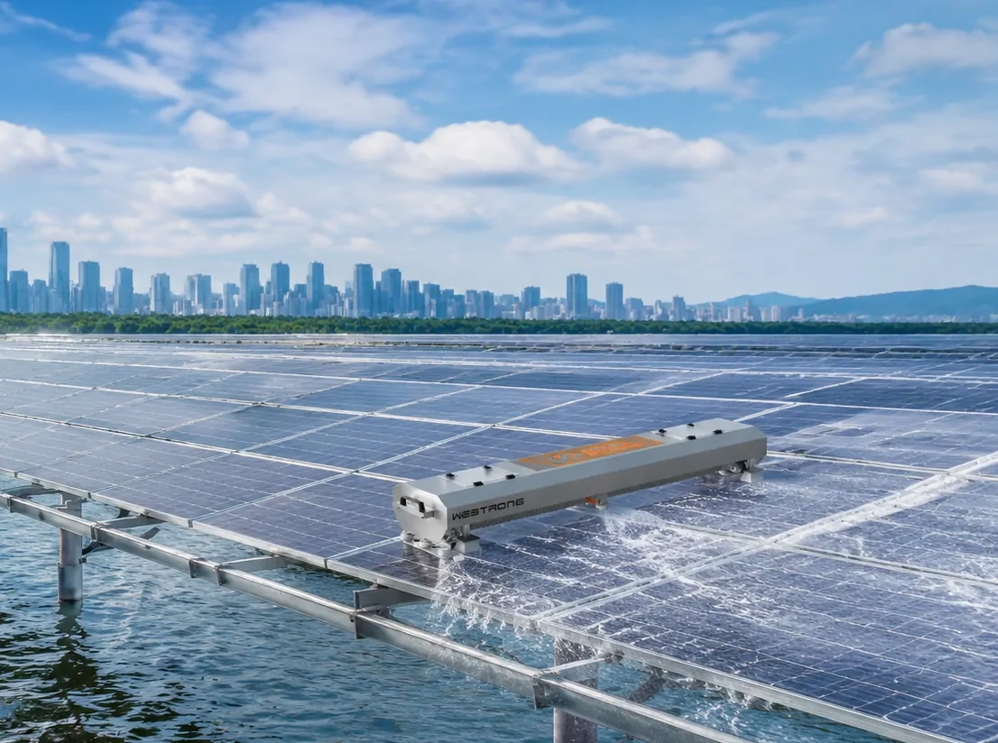 Floating PV platform and access conditions under engineering review for cleaning equipment