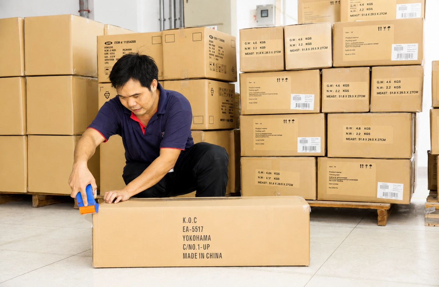 Flat pack secure boxing process at acrylic display supplier factory
