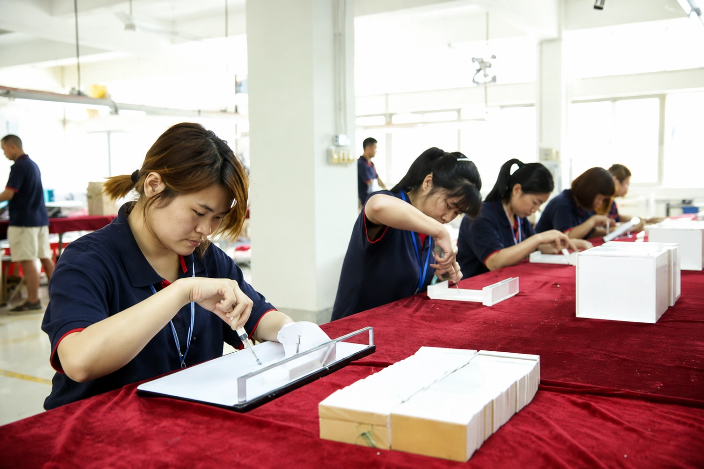 Strict quality control and assembly of custom cosmetic display stands