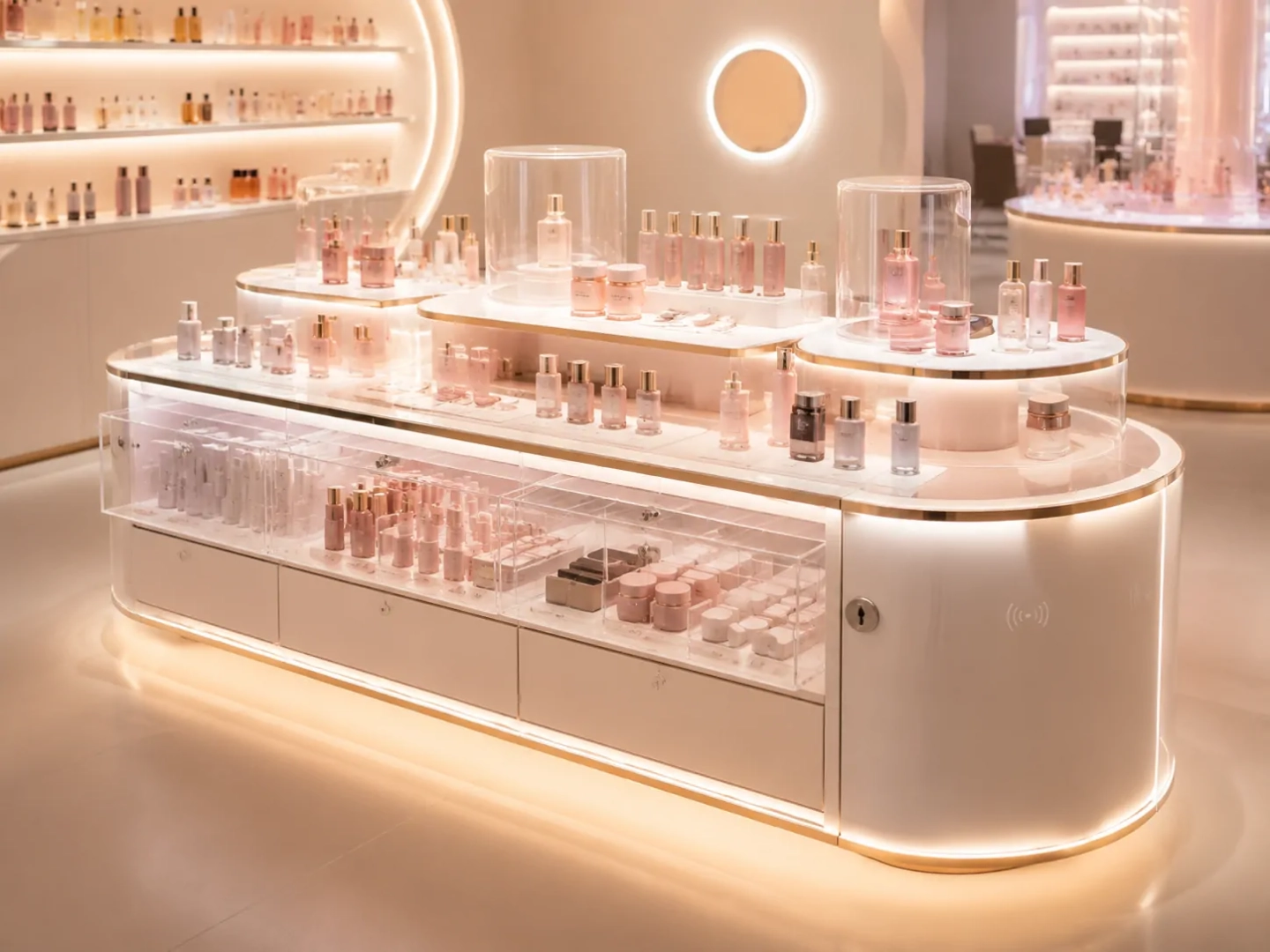 High End Retail Display Fixtures with Advanced Integrated Features