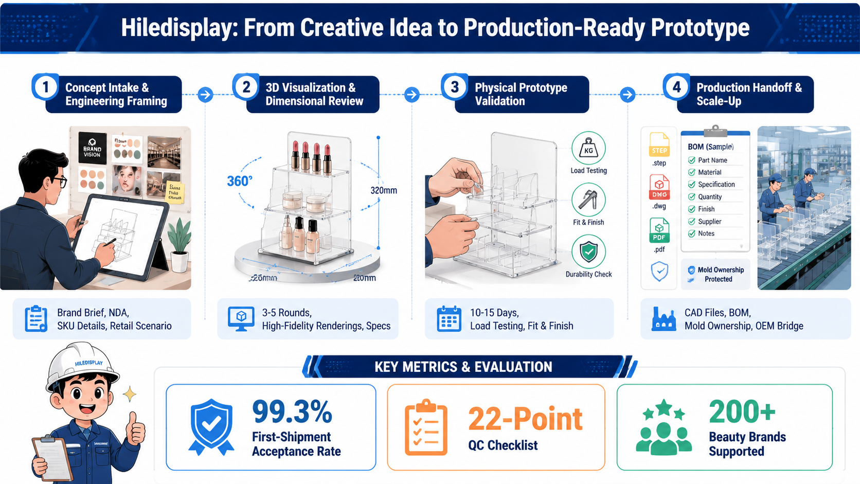 How Hiledisplay Turns a Beauty Display Idea into a Production-Ready Prototype