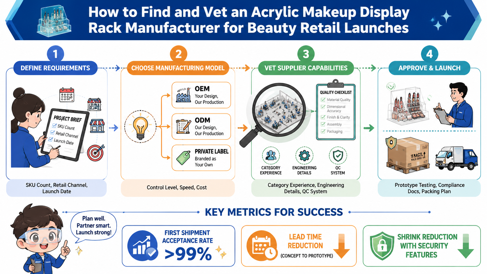 How to Find and Vet an Acrylic Makeup Display Rack Manufacturer for Beauty Retail Launches