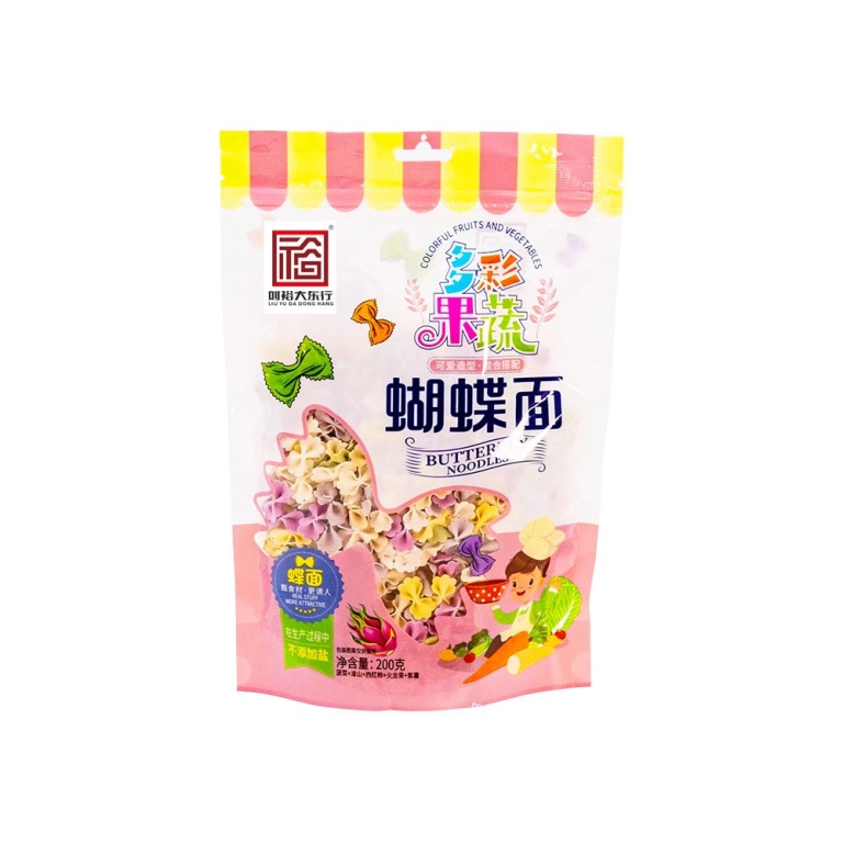 【Halal】Liu Yu Da Dong Hang Colorful Fruit & Veg Butterfly Noodles (Pink) 200g