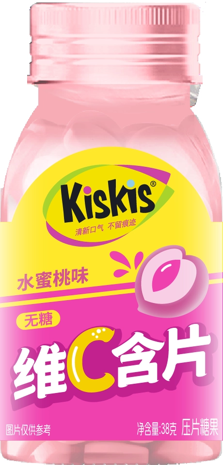 【Halal】Kiskis Sugar-Free Filled Chewing Gum (Peach )