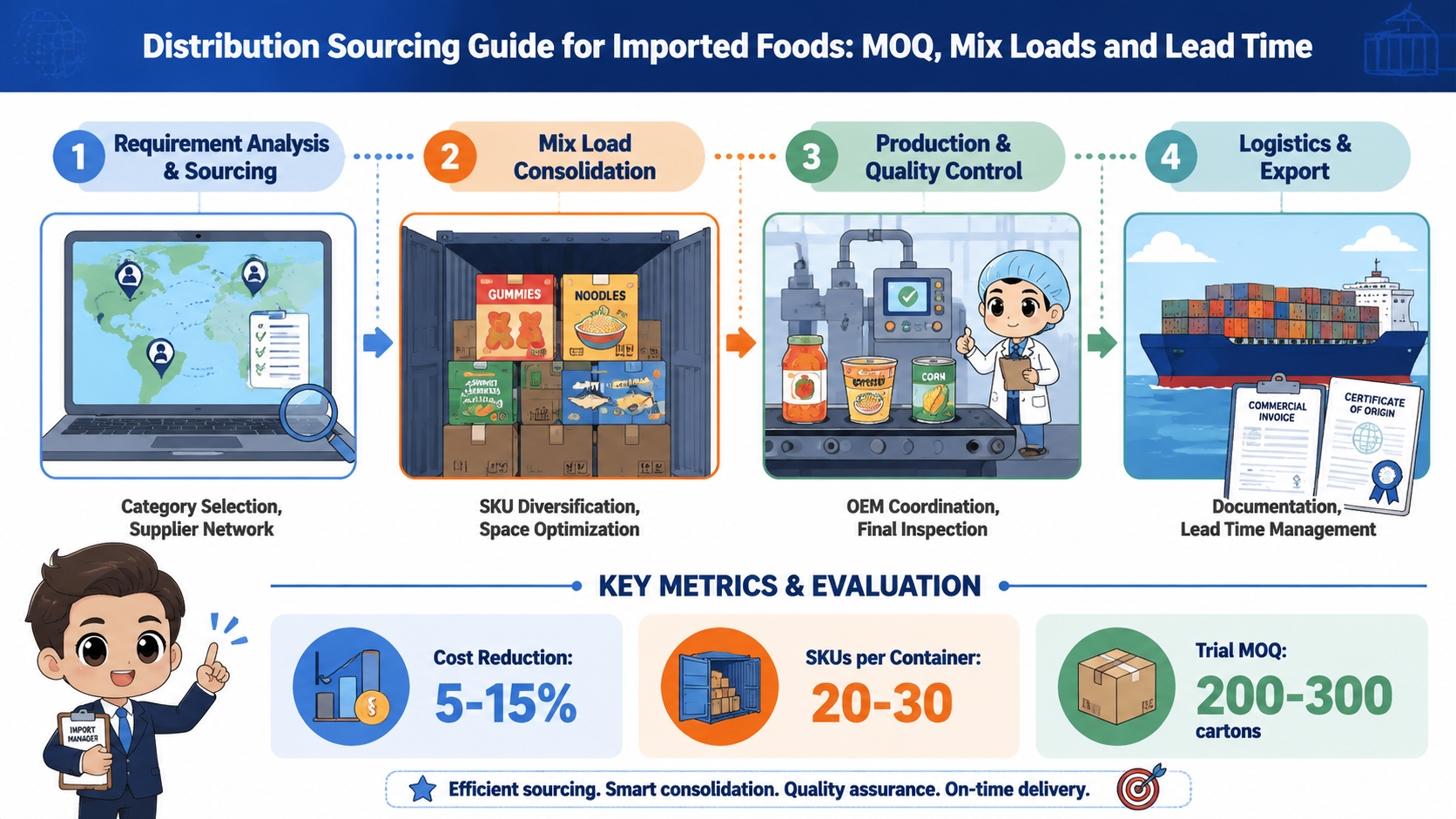 Distribution Sourcing Guide for Imported Foods: MOQ, Mix Loads and Lead Time