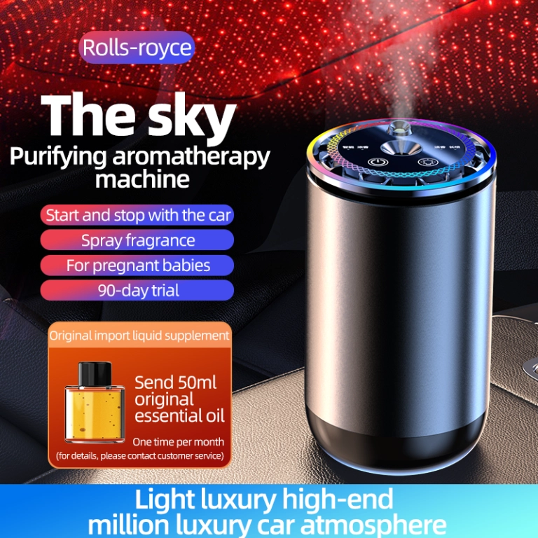 Electric Aroma Essential Oil Diffuser Car Air Freshener Aromatherapy Essential Oils Fragrance Humidifiers with Star Dome Light