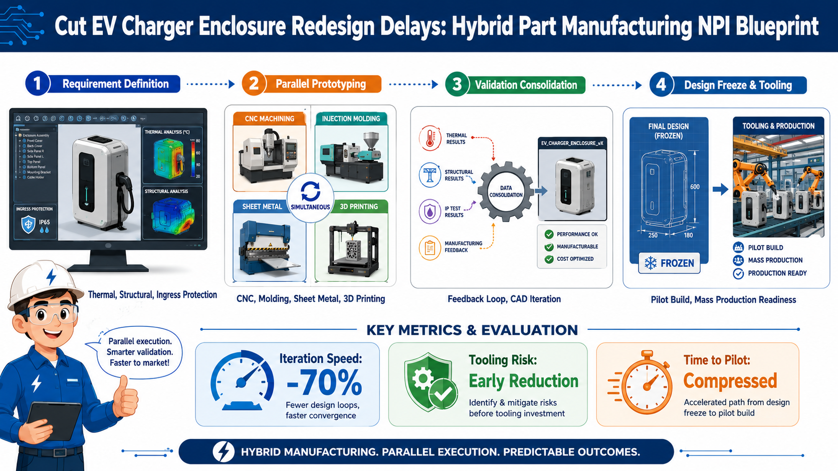 Cut EV Charger Enclosure Redesign Delays: Hybrid Part Manufacturing NPI Blueprint