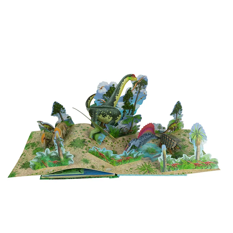 Подгонянная книга бумаги доски детей книги динозавра 3Д