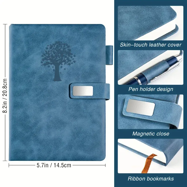 A5 Custom Logo Premium Hardcover Journal – Magnetic Closure, Lined Pages & Leather Cover