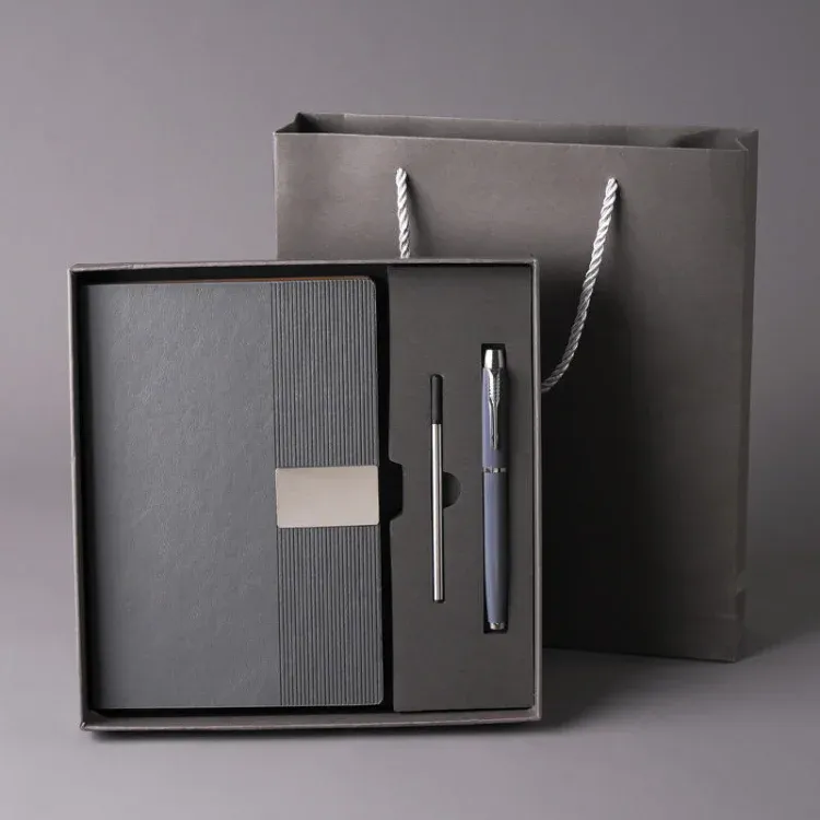 Custom Logo A5 Business Notebook Gift Set – Elegant PU Leather with Magnetic Clasp, Ribbon Bookmark & Luxury Packaging