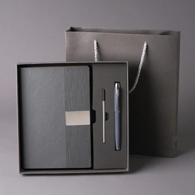 Custom Logo A5 Business Notebook Gift Set – Elegant PU Leather with Magnetic Clasp, Ribbon Bookmark & Luxury Packaging