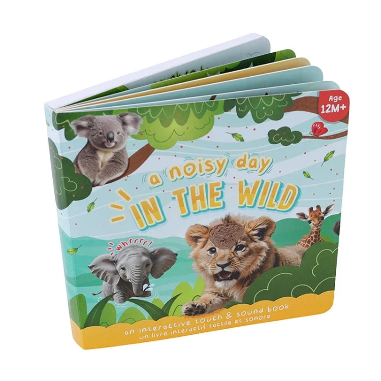 Custom Print Baby Touch & Feel Board Book – Cartoon Animal Plush, Thick Pages for Toddlers