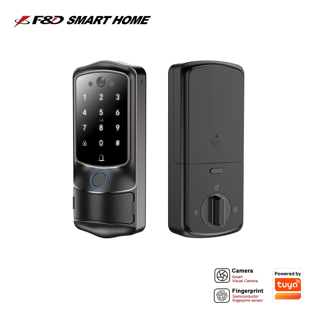 FD-H1 Video Smart Door Lock with Fingerprint, Password, Tuya App, Two-Way Intercom, HD Peephole Camera, Remote Unlock, WiFi, Keypad – OEM/ODM