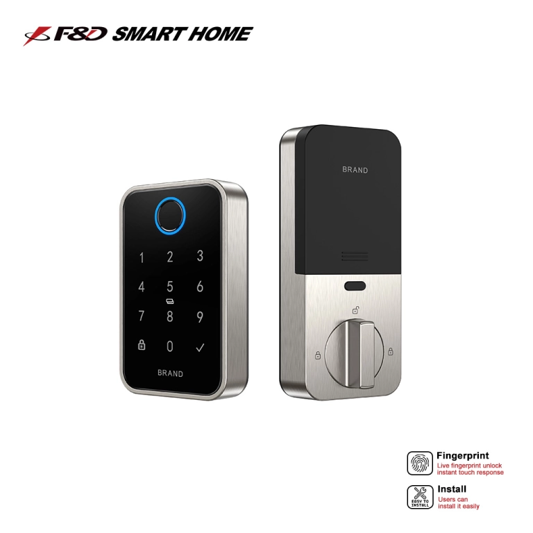 FD-H3 Ultra Slim Smart Door Lock with Fingerprint, Password, Card, 360° Live Fingerprint Sensor, Tuya App, WiFi, Keyless Entry – Sleek Zinc Alloy Design, OEM/ODM