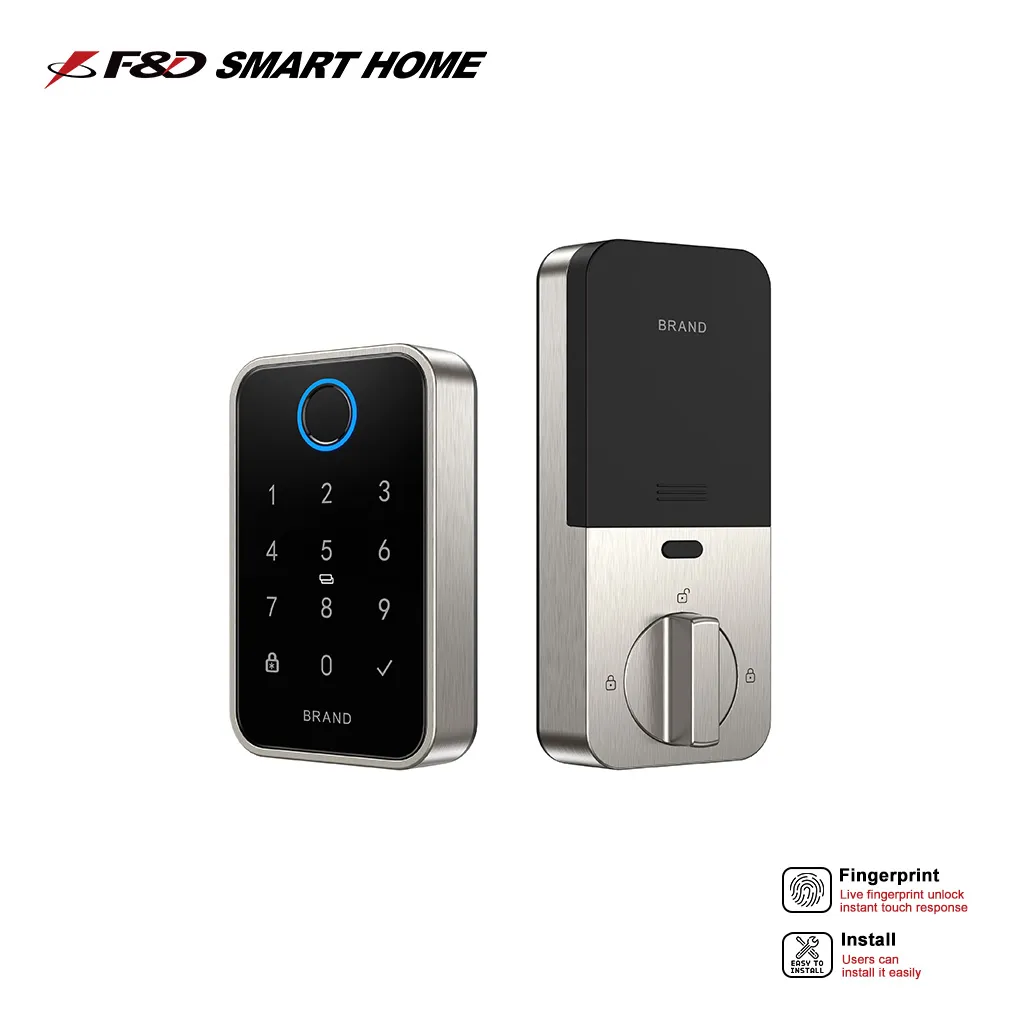 FD-H3 Ultra Slim Smart Door Lock with Fingerprint, Password, Card, 360° Live Fingerprint Sensor, Tuya App, WiFi, Keyless Entry – Sleek Zinc Alloy Design, OEM/ODM