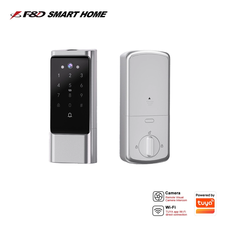 FD-H2 Smart Video Door Lock with HD Peephole Camera, Fingerprint, Password, Tuya App, Two-Way Intercom, Remote Unlock, WiFi, Keypad – Aluminum Alloy, OEM/ODM