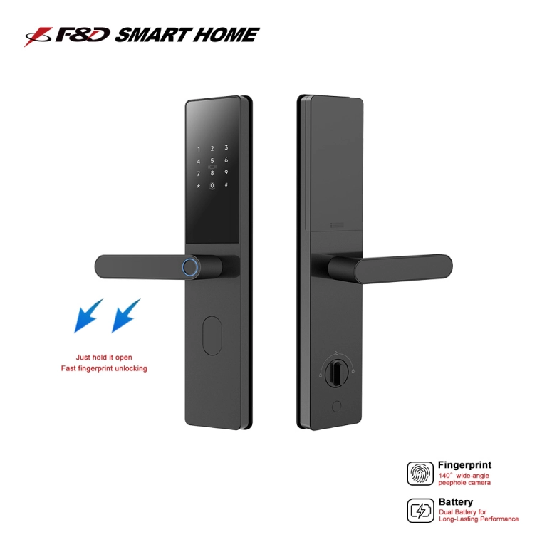 FD-N1 Minimalist Smart Door Lock with Fingerprint, Password, RFID Card, Mechanical Key, Long Battery Life – Sleek Handle Design, Aluminum Alloy, OEM/ODM