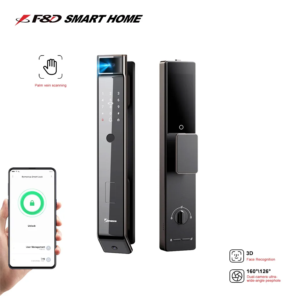 FD-S50Pro Dual-camera cat-eye smart l Face recognition with palm vein,fingerprint,password (virtual password/temporary password),remote unlocking,card swiping,combined unlocking,mechanical key,OEM/ODM