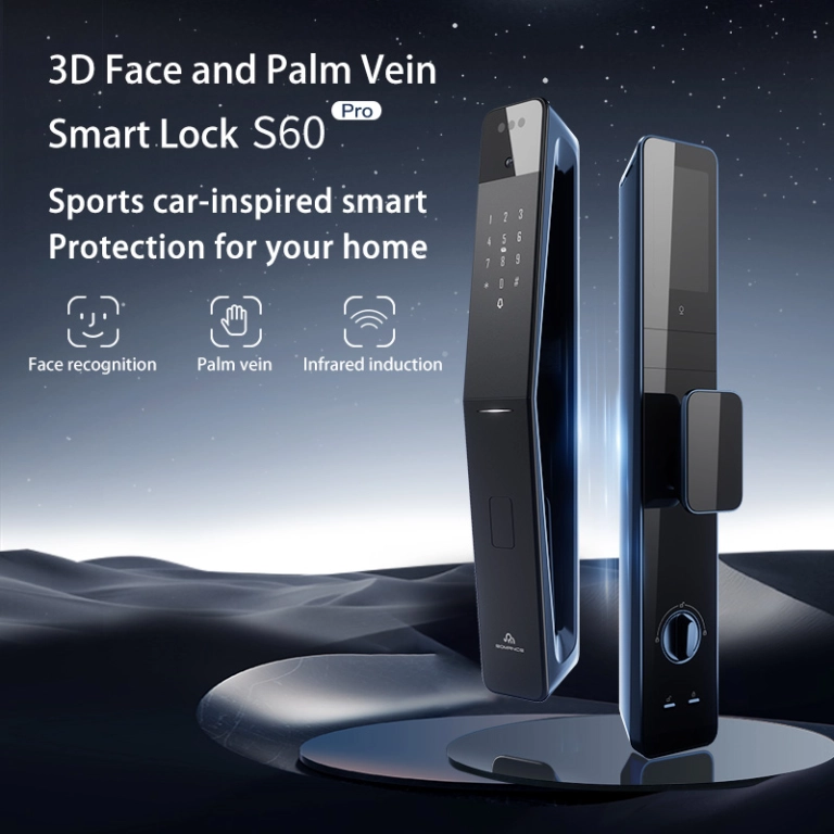 FD-S60 Pro 3D Face + Palm Vein Smart Door Lock with 1080P Camera, Two-Way Video Intercom, Radar Motion Detection, Fingerprint, NFC, Tuya App Remote Control – 4.5” HD Display, Aluminum Alloy, OEM/ODM