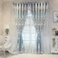 European retro double-layer curtain, with 3D relief embroidered white yarn, suitable for bedrooms, living rooms and other environments