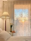 French white gauze curtains, white lace mesh, modern simple living room bedroom balcony gauze curtains