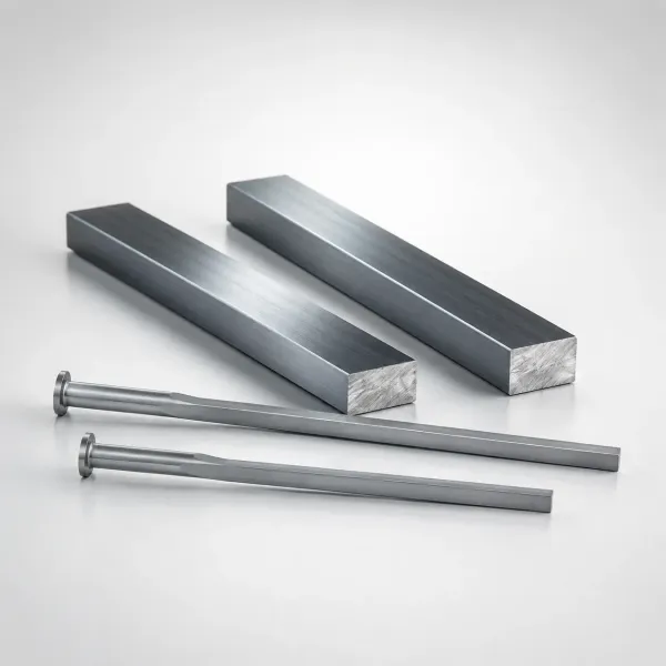 M2 Steel Rectangular Ejector Pins with Engraving - Flat-Head | Tapered Trimming | Made for Precision Molds