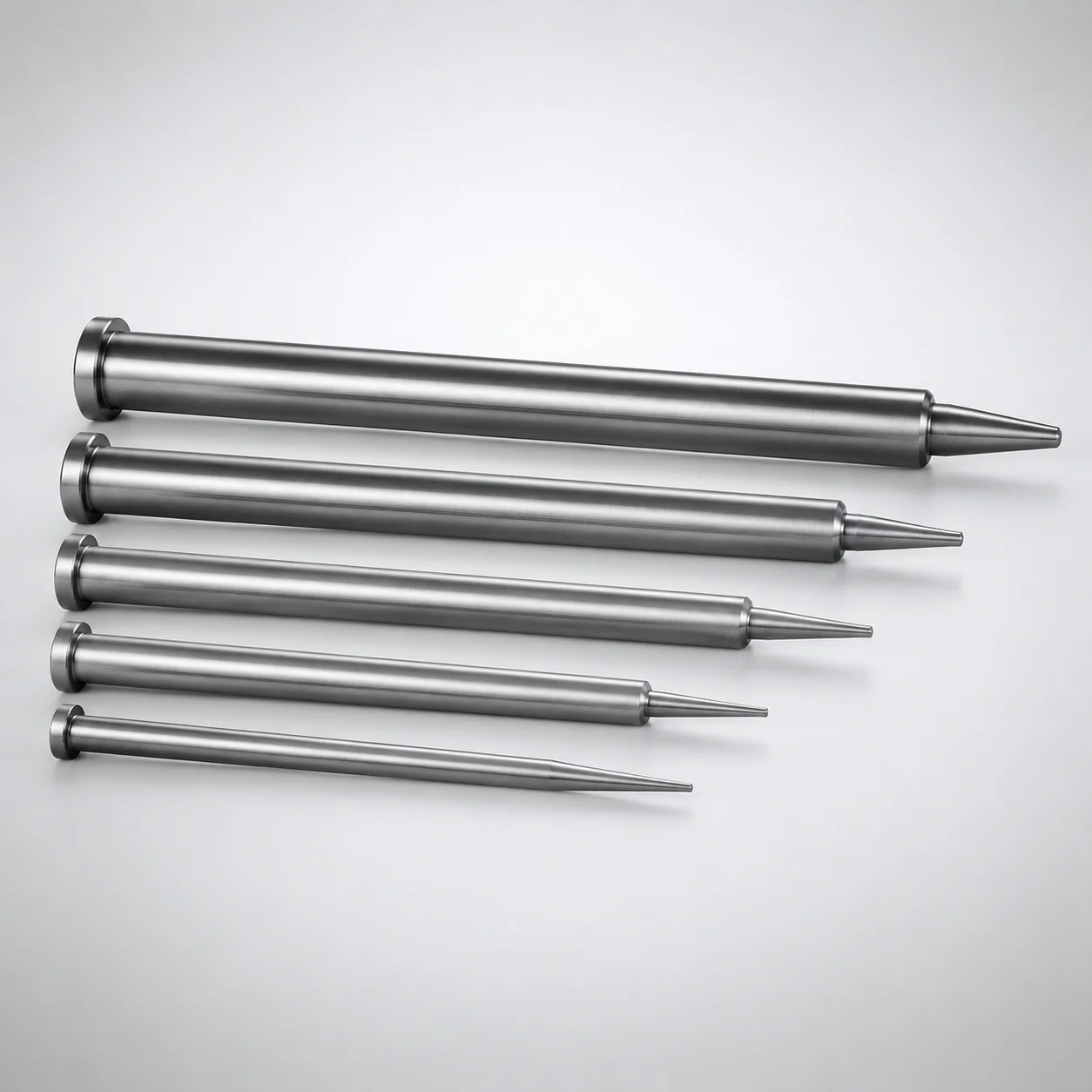 DIN Standard SKD61 Steel One-Step Center Pins Flat-Sided, Nitrided