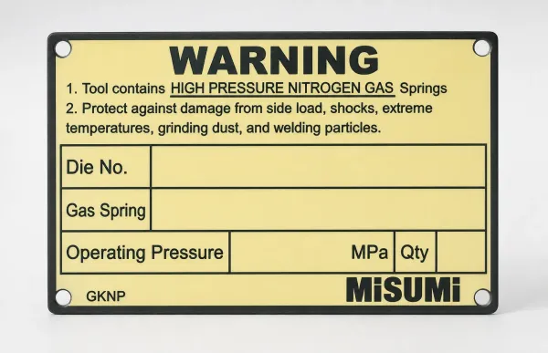 Gas Spring Name Plate with Mounting Bolts Option