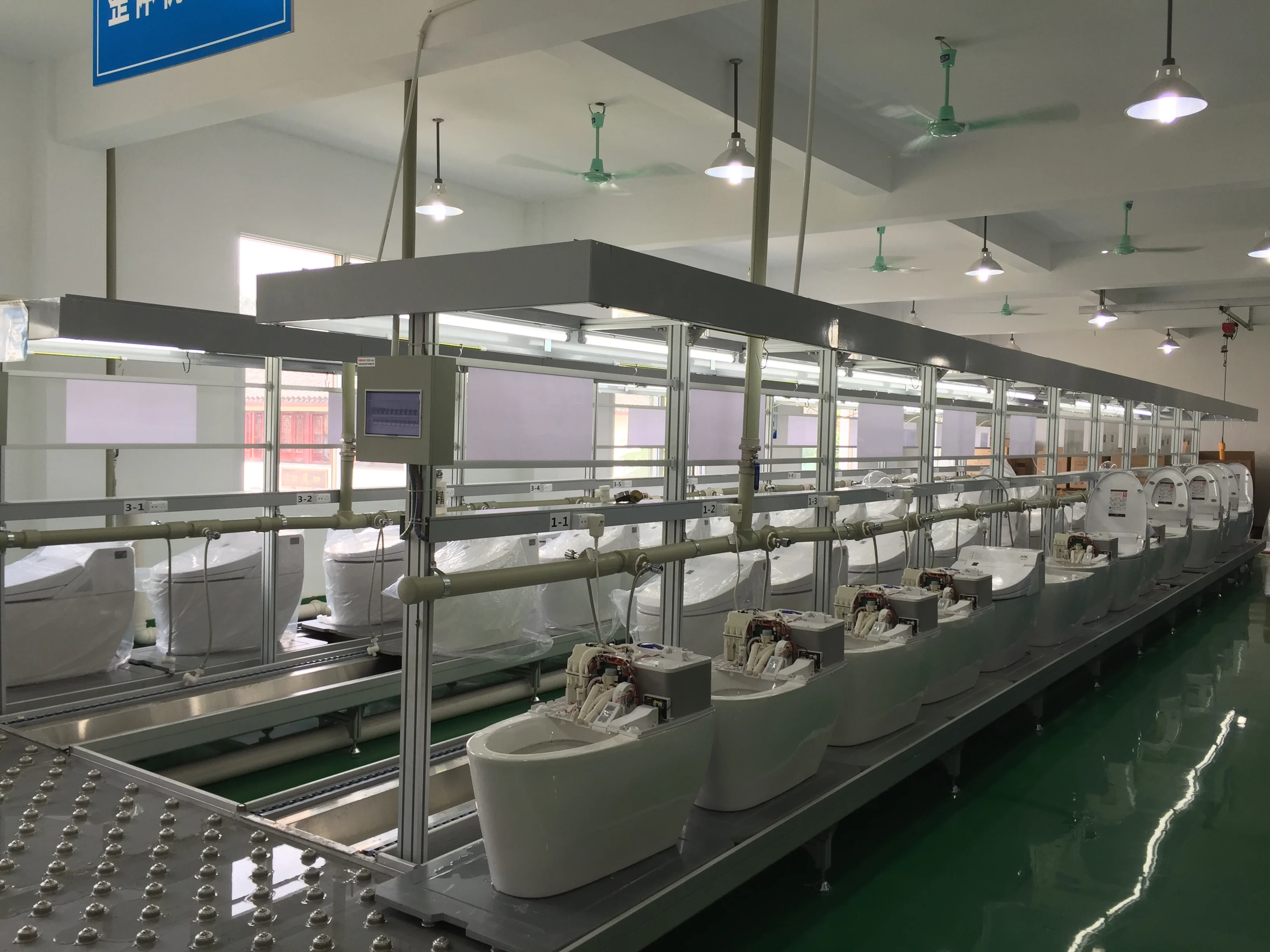Lavilys smart bathroom factory floor with precision ceramic and electronic assembly