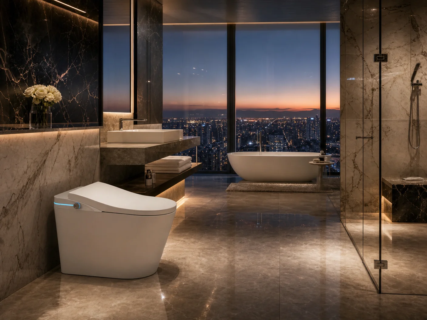 Luxury presidential suite bathroom with bespoke fixtures