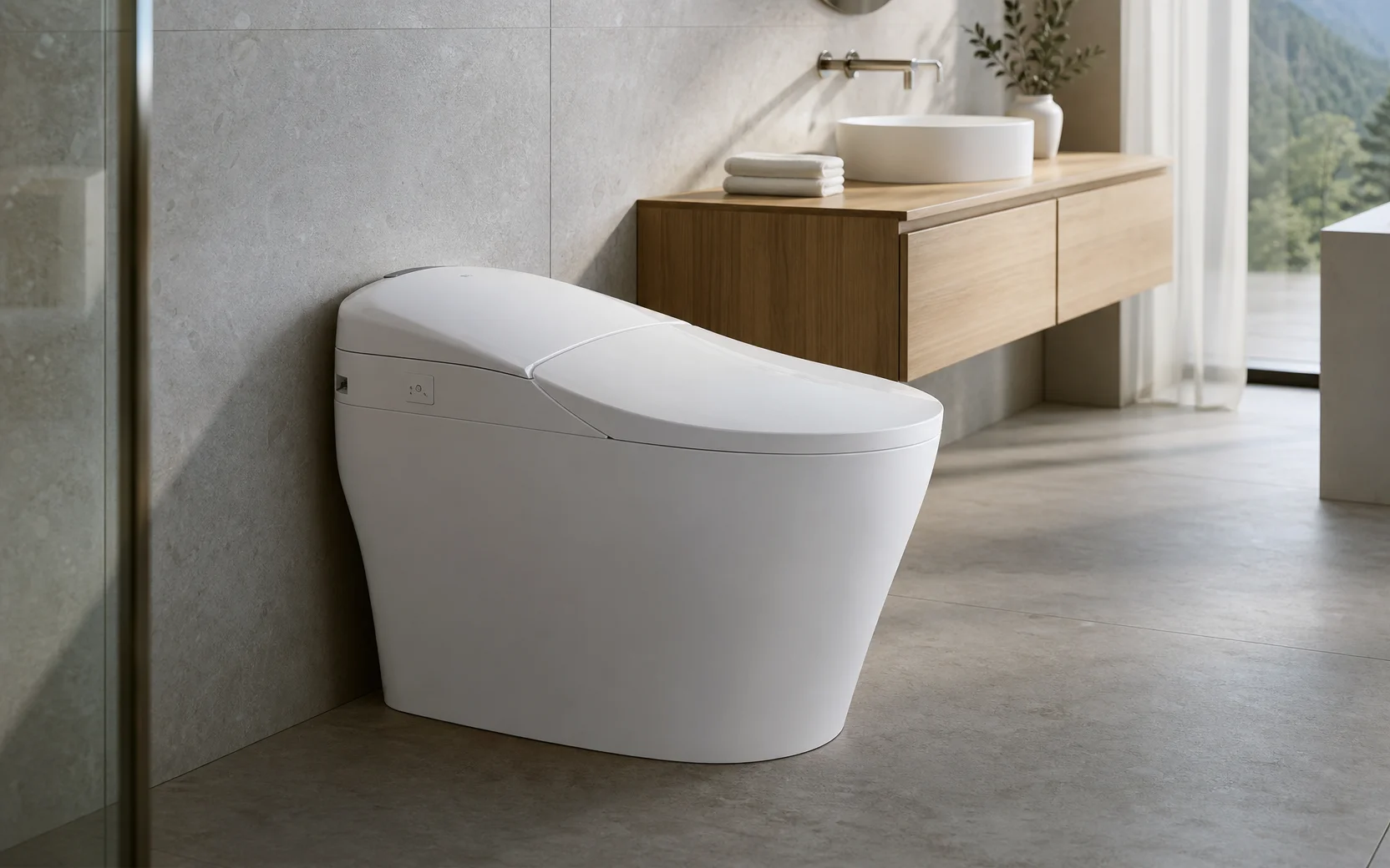 Premium integrated smart toilet in a contemporary bathroom