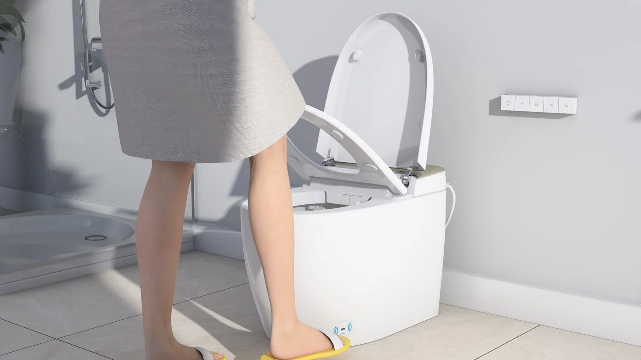 A18 foot-sensor lid and flush operation detail