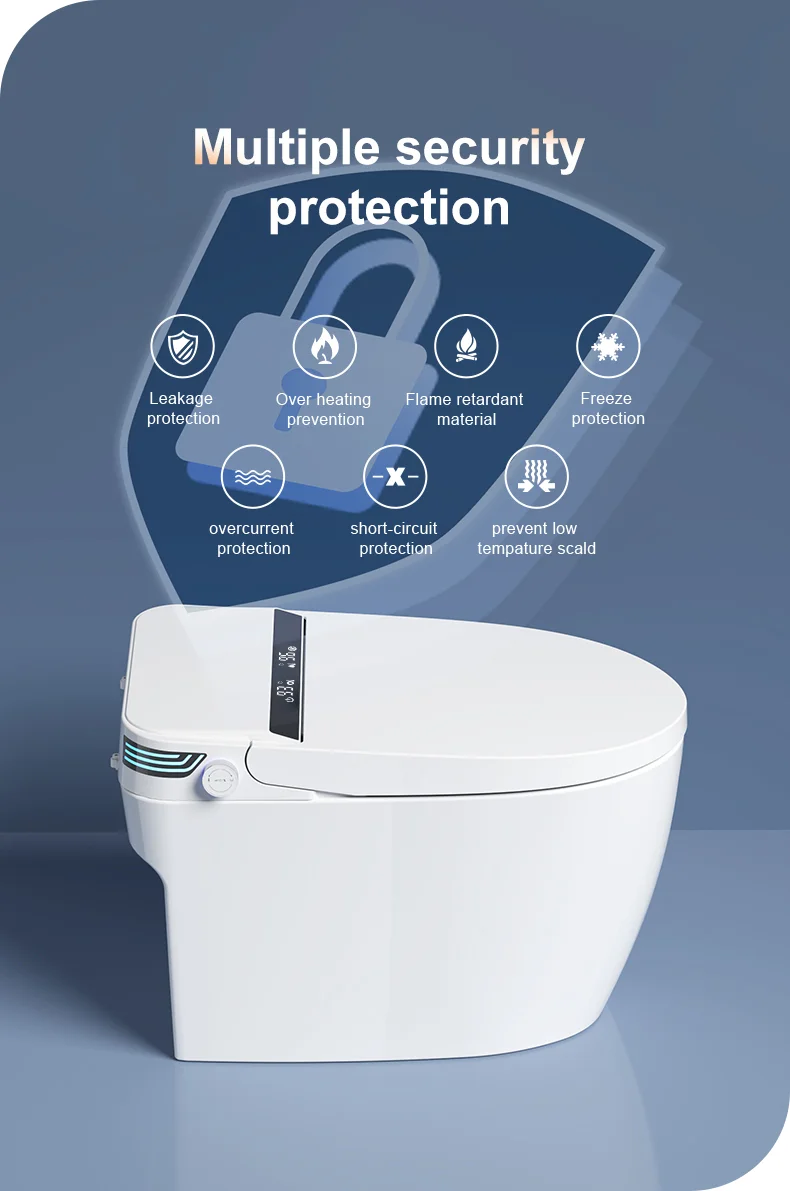 W1 multiple safety protection functions shown on the integrated smart toilet