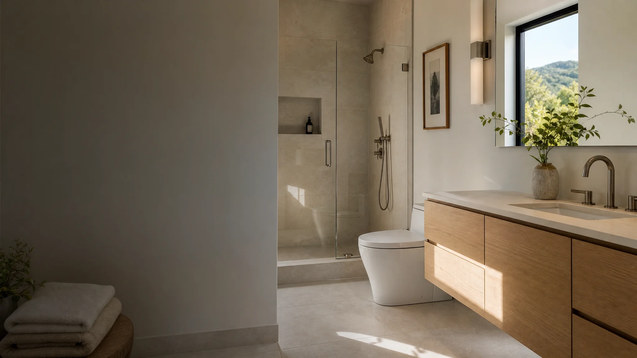 Luxury California residential bathroom project with smart toilet installation