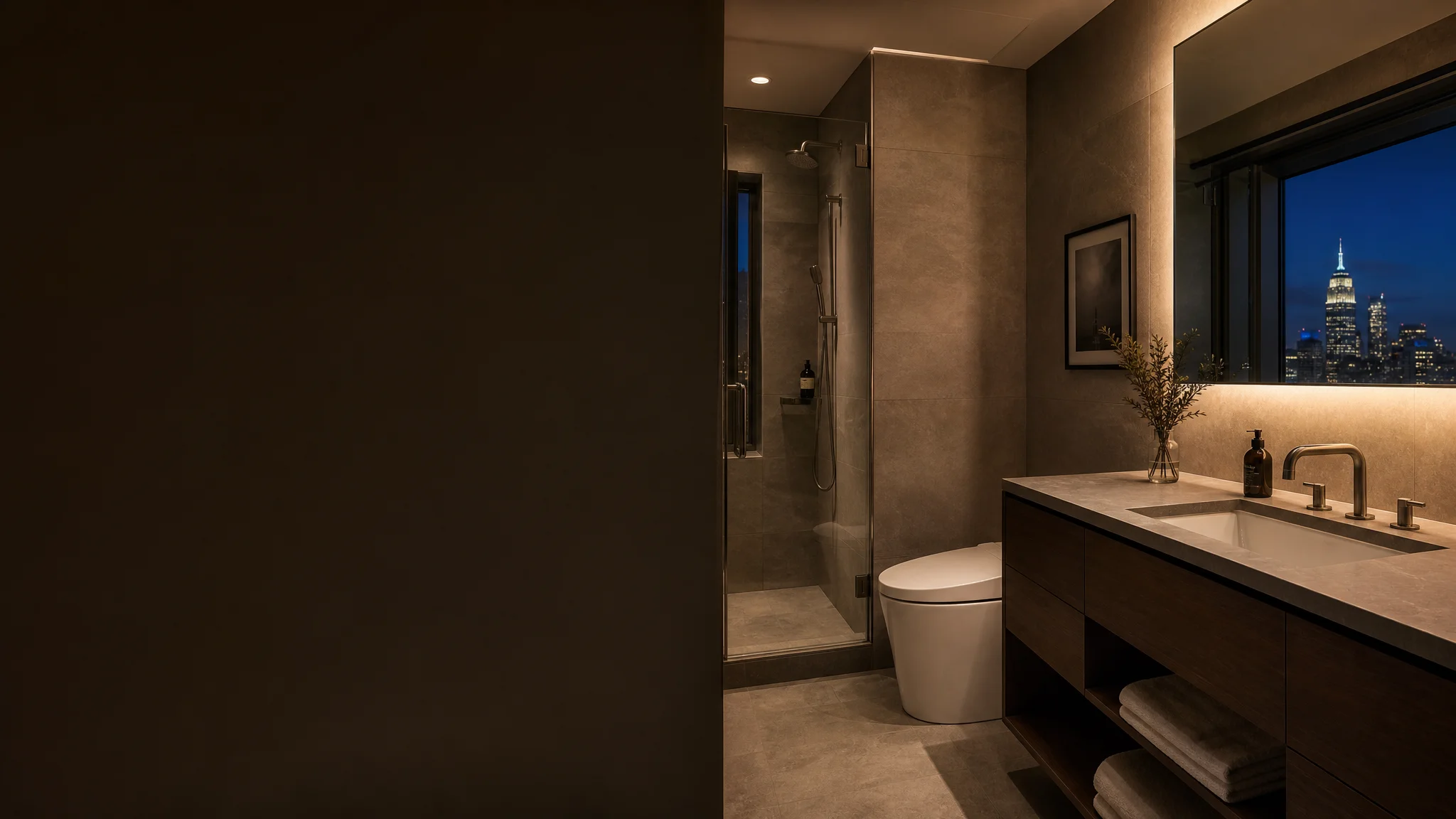 New York boutique hotel bathroom project with smart toilet installation