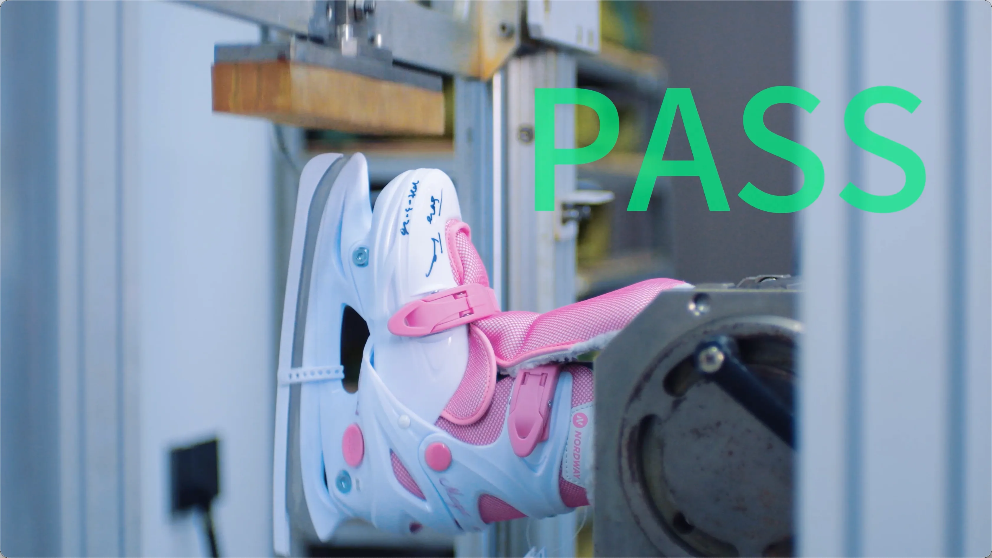 In-house impact testing machine —PASS result on kids inline skate shell