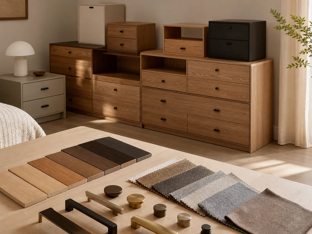 Wohn schrank oberflächen, Materialien und Hardware-Optionen