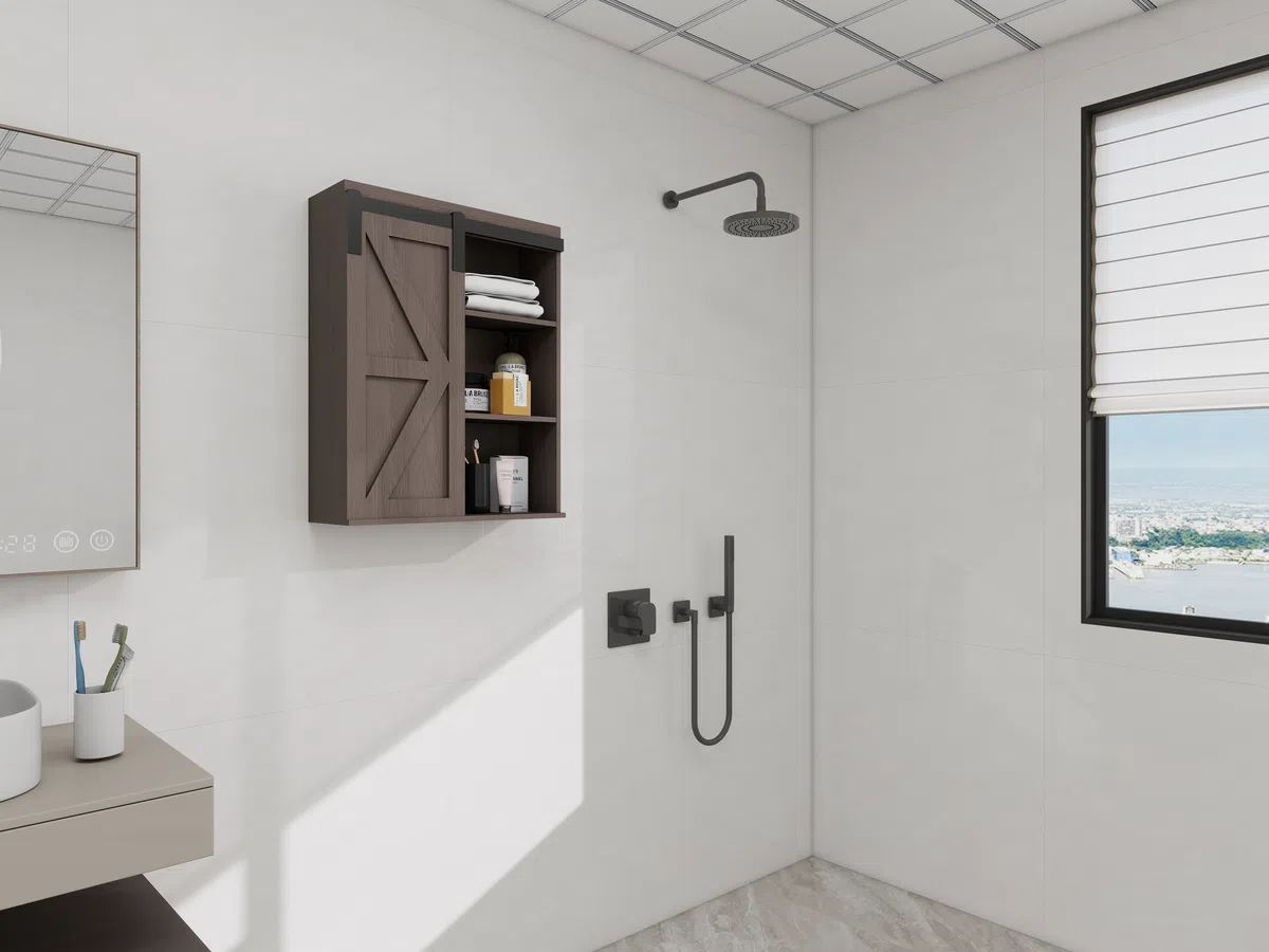 Wall-Mounted Barn Door Bathroom Cabinet H1001 detail 1