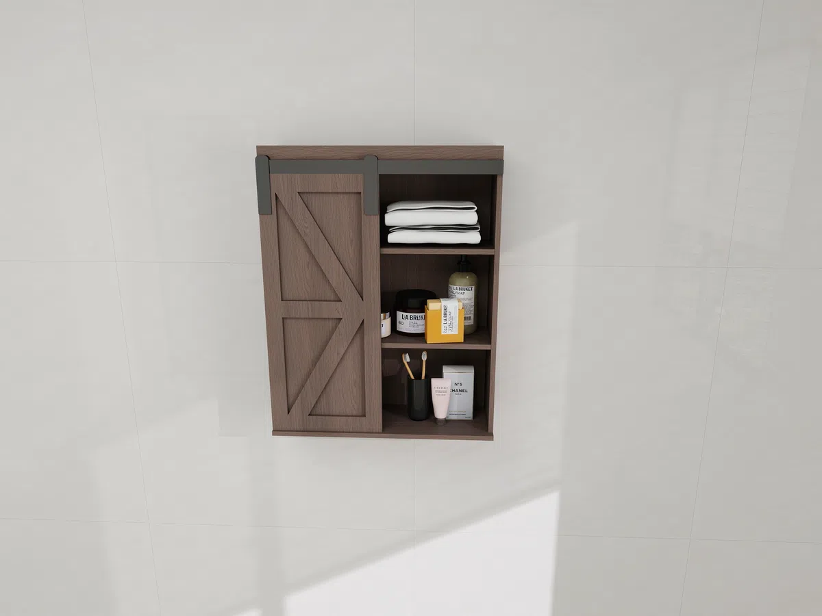 Wall-Mounted Barn Door Bathroom Cabinet H1001 - Angle View