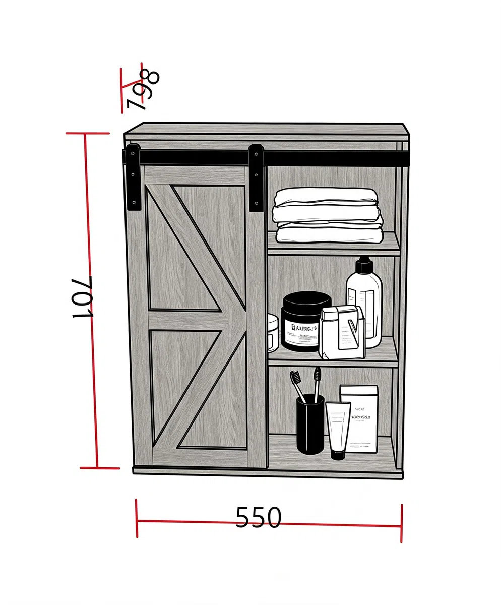 Wall-Mounted Barn Door Bathroom Cabinet H1001 detail 7